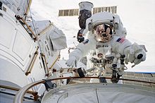Cmdr. Herrington making a spacewalk during the STS-113 mission. Source: NASA